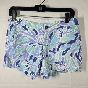 Lilly‎ Pulitzer Buttercup Short Size 0 Scalloped Hem Preppy Coastal Chic Beach